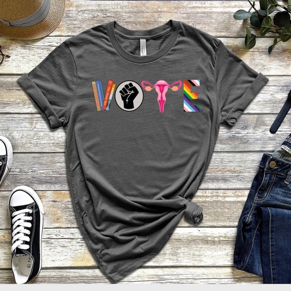 “Vote” Voting Rights Democratic Party Liberal Tee Shirt - Human Rights - Picture 1 of 3